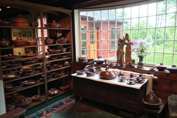 The pottery showroom inside the house.